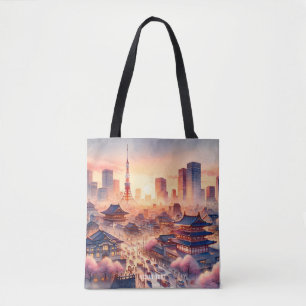 Fantasy Cute Sunset Tokyo View Tygkasse