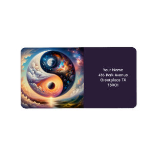 Fantasy Cute Surreal Yin Yang Adressetikett