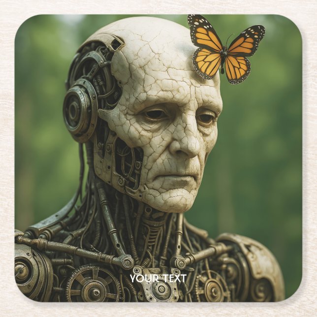 Fantasy Cute Surrealism Butterfly Face Underlägg Papper Kvadrat (Framsidan)