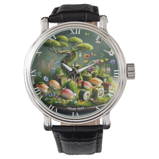 Fantasy Cute Sushi Japanese Landscape Armbandsur (Framsida)