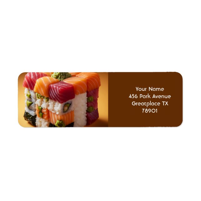 Fantasy Cute Sushi Small Cube Returadress Etikett (Framsidan)