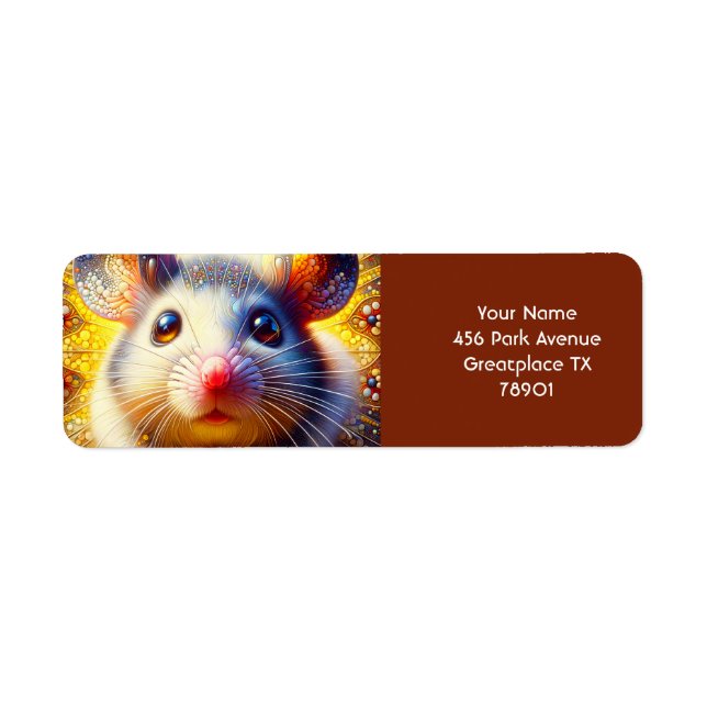 Fantasy Cute Sweet Surreal Mice Returadress Etikett (Framsidan)