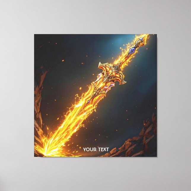 Fantasy Cute Sword Flames Cave Canvastryck (Framsida)