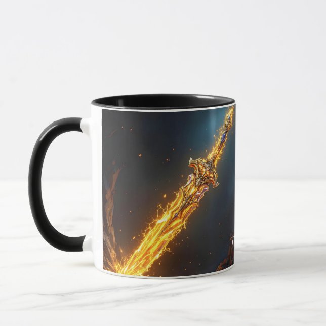 Fantasy Cute Sword Flames Cave Mugg (Vänster)