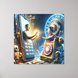 Fantasy Cute Telefoner Robots Manar Canvastryck