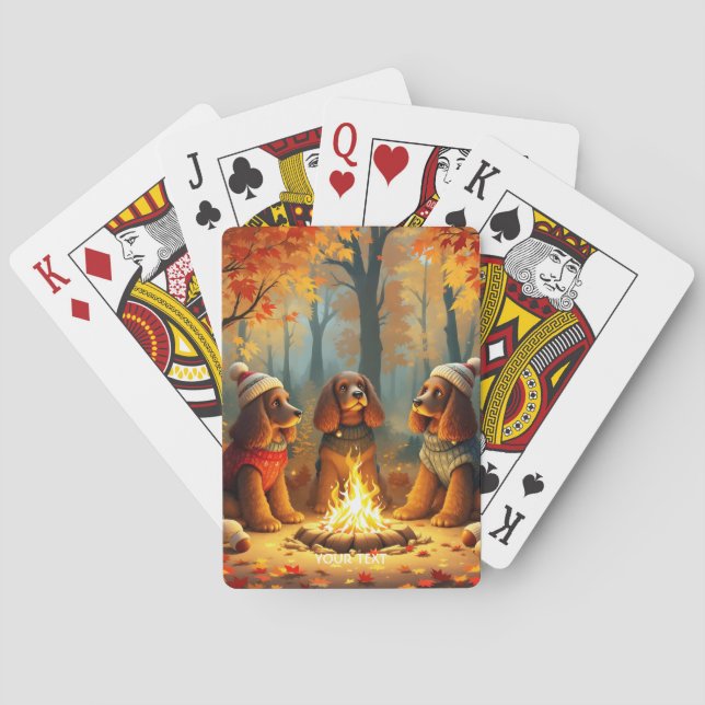 Fantasy Cute Three Autumn Hundar Casinokort (Baksidan)