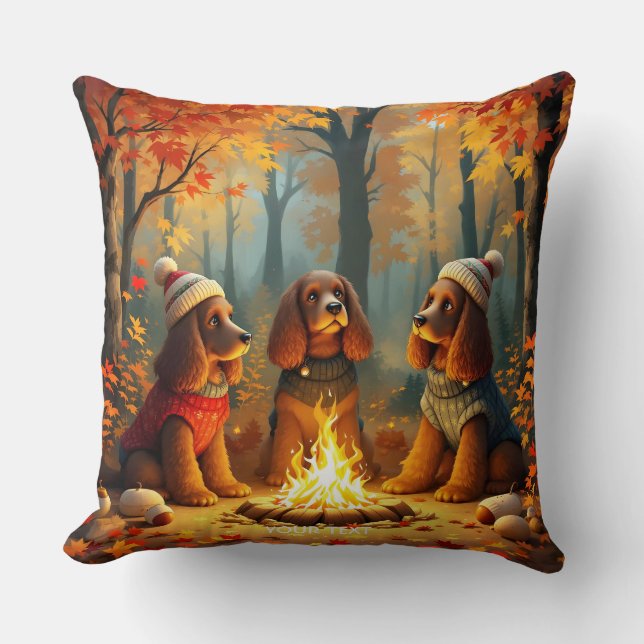 Fantasy Cute Three Autumn Hundar Kudde (Framsida)