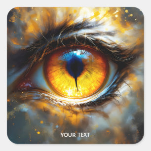 Fantasy Cute Tiger Orange Öga Fyrkantigt Klistermärke