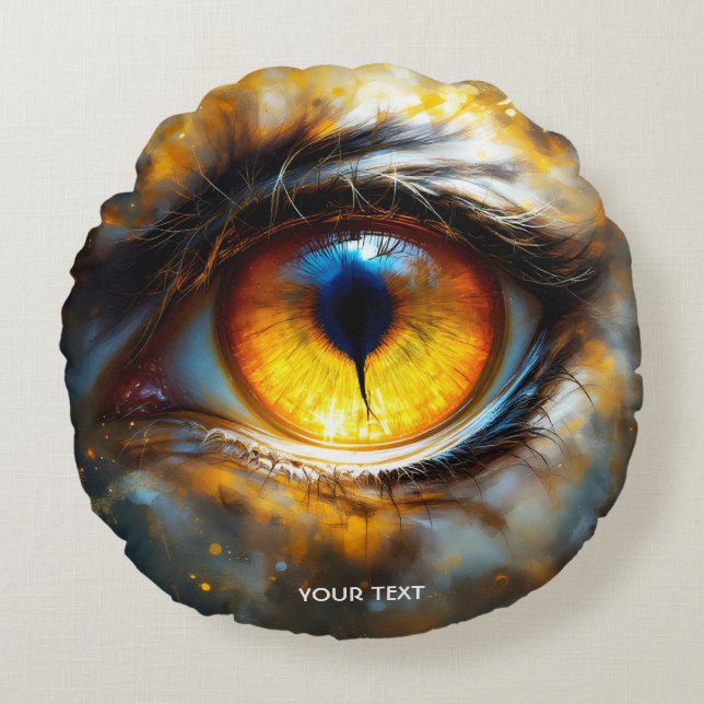 Fantasy Cute Tiger Orange Öga Rund Kudde (Framsidan)