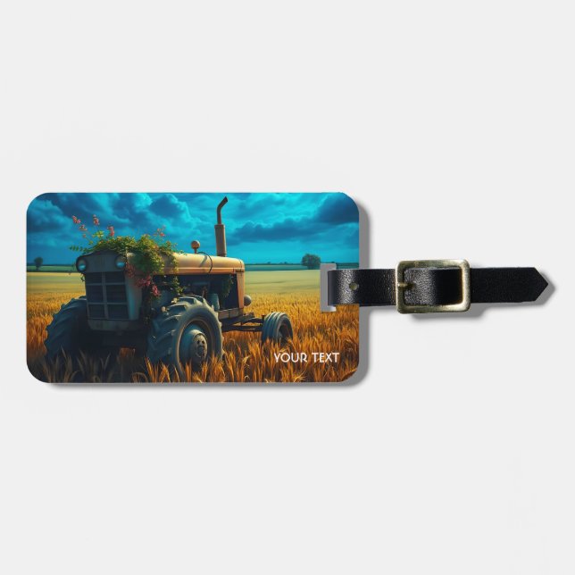 Fantasy Cute Tractor Måne Fält Bagagebricka (Horisontell Framsida)