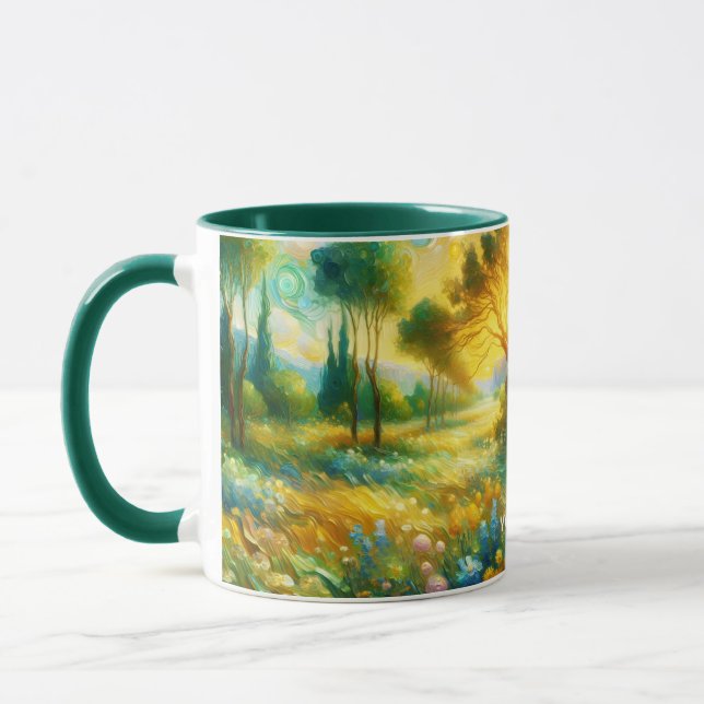 Fantasy Cute Träd Abstrakt liggande Mugg (Vänster)