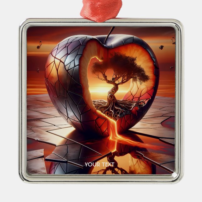 Fantasy Cute Träd Apple Fire Julgransprydnad Metall (Framsidan)