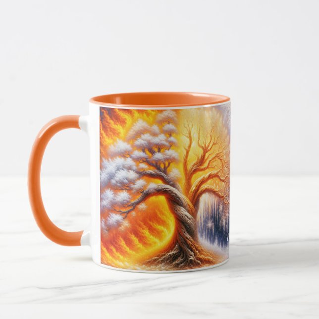 Fantasy Cute Träd Fire Snö Mugg (Vänster)