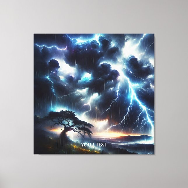 Fantasy Cute Träd Rain Lighting Canvastryck (Framsida)
