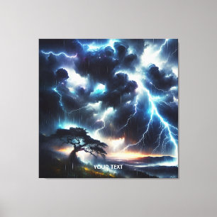 Fantasy Cute Träd Rain Lighting Canvastryck