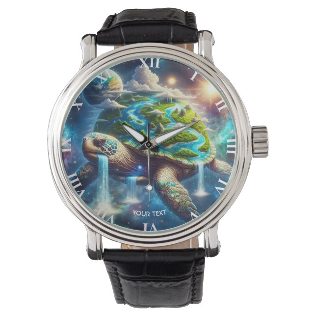 Fantasy Cute Turtle Space Earth Armbandsur (Framsida)