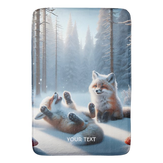 Fantasy Cute Two Baby Foxes Badrumsmatta (Framsidan (Vertikal))