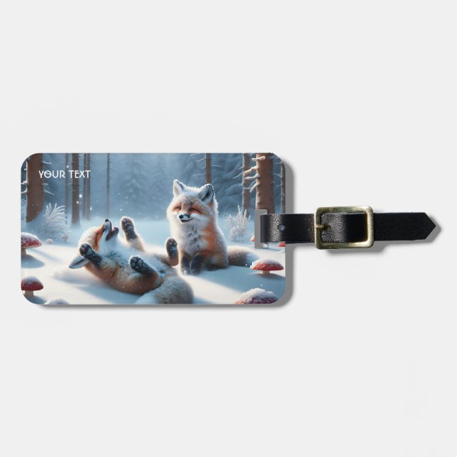 Fantasy Cute Two Baby Foxes Bagagebricka (Horisontell Framsida)