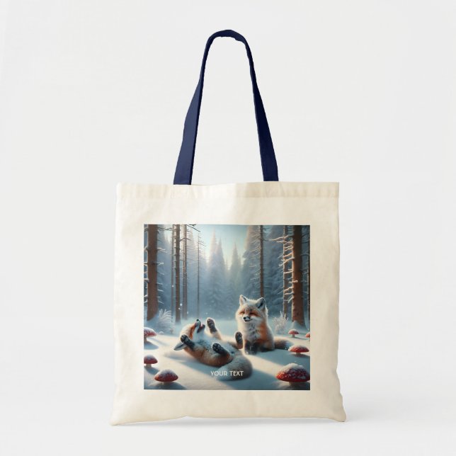 Fantasy Cute Two Baby Foxes Tygkasse (Framsidan)