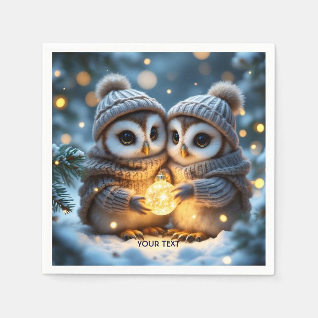 Fantasy Cute Two Baby Uggla Pappersservett (Framsidan)