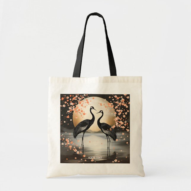 Fantasy Cute Two Black Cranes Tygkasse (Framsidan)
