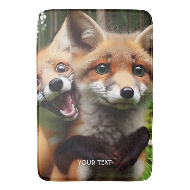 Fantasy Cute Two Foxes Forest Badrumsmatta (Framsidan (Vertikal))