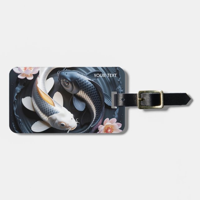Fantasy Cute Two Koi Fish Bagagebricka (Horisontell Framsida)
