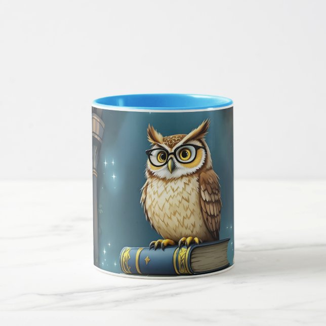 Fantasy Cute Uggla Glasses Bokar Mugg (Center)