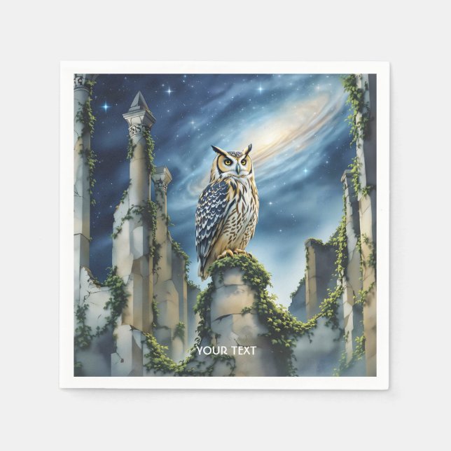 Fantasy Cute Uggla Old Ruins Pappersservett (Framsidan)