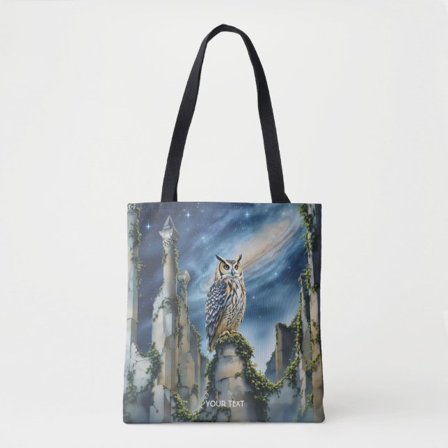 Fantasy Cute Uggla Old Ruins Tygkasse (Framsida)
