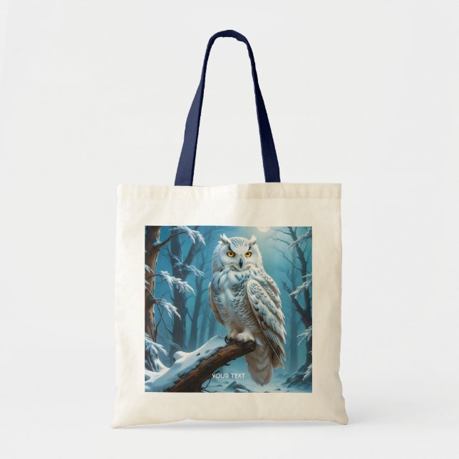 Fantasy Cute Uggla Snö Träd Tygkasse (Framsidan)