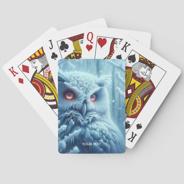 Fantasy Cute Uggla Snö Winter Casinokort (Baksidan)