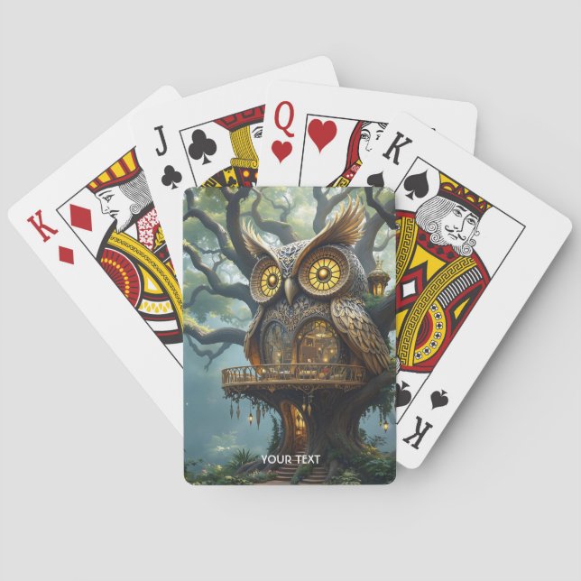 Fantasy Cute Uggla Träd Casinokort (Baksidan)