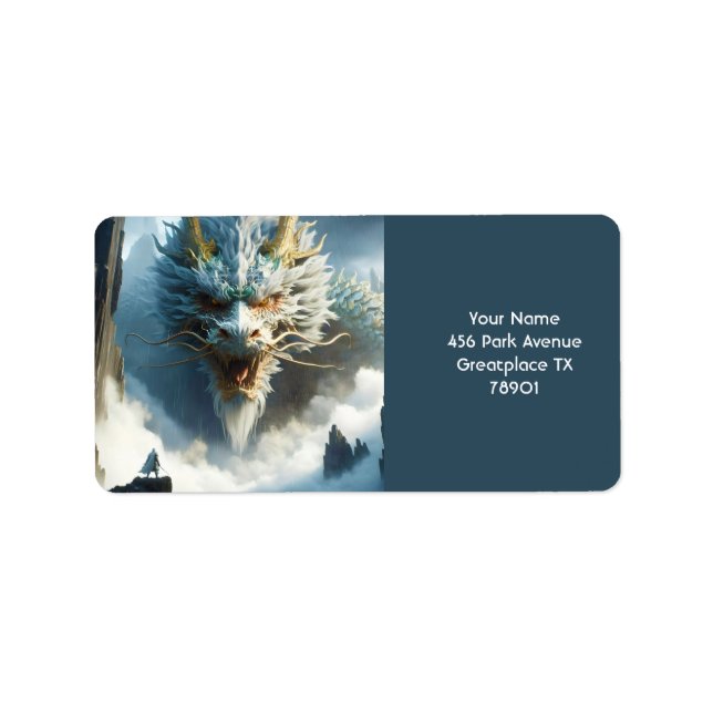 Fantasy Cute Underbar Strong Dragon Adressetikett (Framsidan)