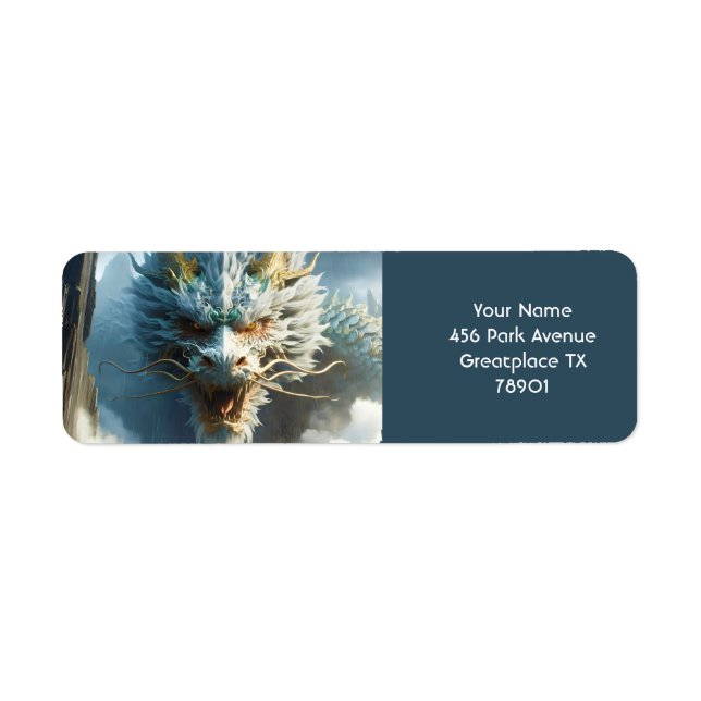 Fantasy Cute Underbar Strong Dragon Returadress Etikett (Framsidan)
