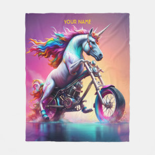 Fantasy Cute Unicorn Riding Bike Fleecefilt