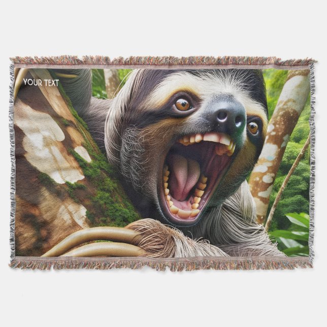 Fantasy Cute Väldigt Arg Sloth Filt (Framsidan)