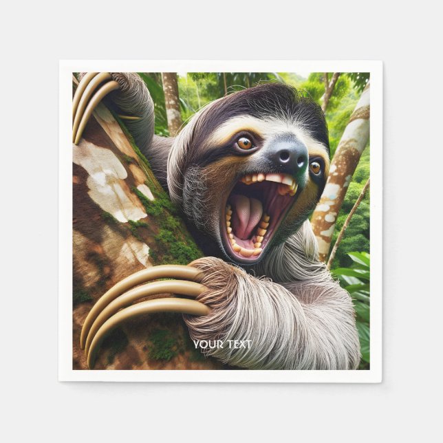 Fantasy Cute Väldigt Arg Sloth Pappersservett (Framsidan)