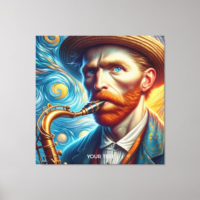 Fantasy Cute Van Gogh Saxophone Canvastryck (Framsida)