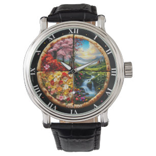 Fantasy Cute Vår delikat Pizza Armbandsur