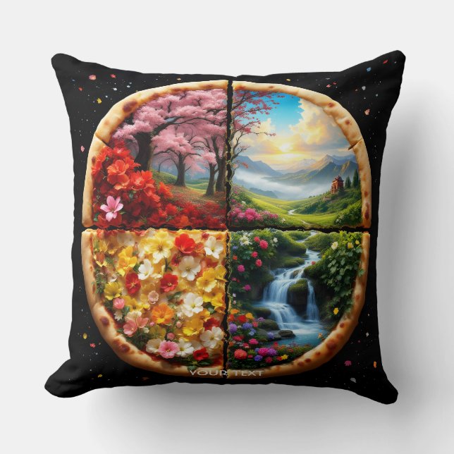 Fantasy Cute Vår delikat Pizza Kudde (Framsida)