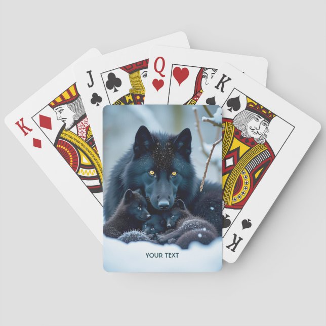 Fantasy Cute Varg 2 Valper Casinokort (Baksidan)