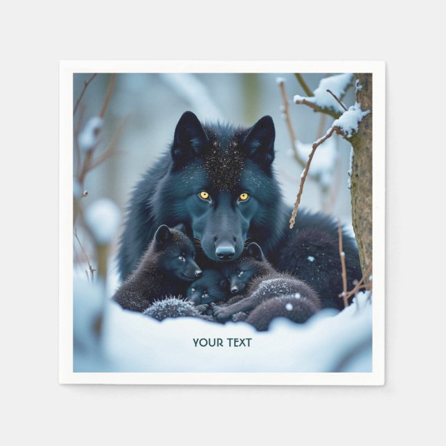 Fantasy Cute Varg 2 Valper Pappersservett (Framsidan)