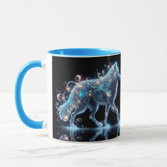 Fantasy Cute Varg Blue Reflection Mugg (Vänster)
