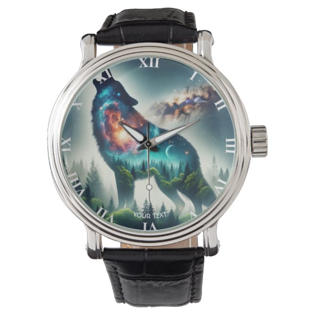 Fantasy Cute Varg Forest Space Armbandsur (Framsida)