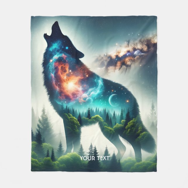Fantasy Cute Varg Forest Space Fleecefilt (Framsidan)