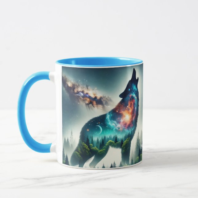 Fantasy Cute Varg Forest Space Mugg (Vänster)