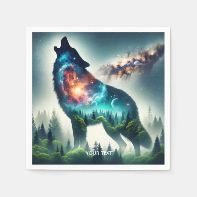 Fantasy Cute Varg Forest Space Pappersservett (Framsidan)