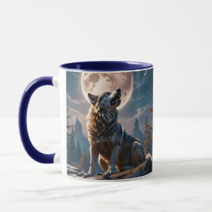 Fantasy Cute Varg Howting to Måne Mugg