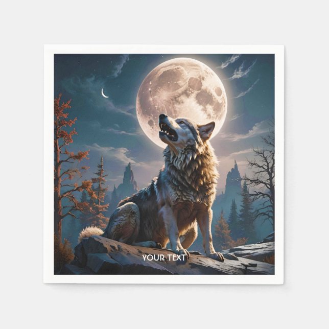 Fantasy Cute Varg Howting to Måne Pappersservett (Framsidan)